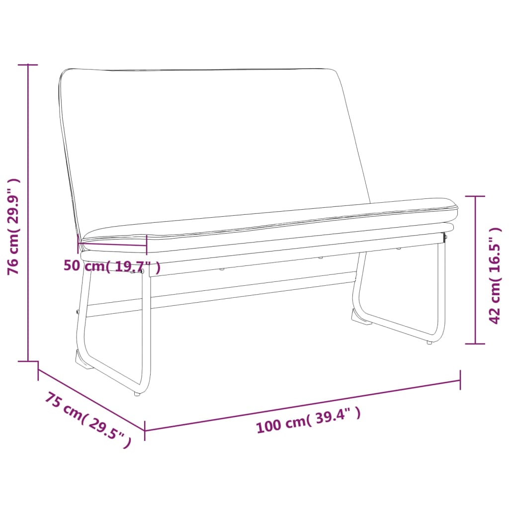 Bankje 100x75x76 cm stof lichtgrijs