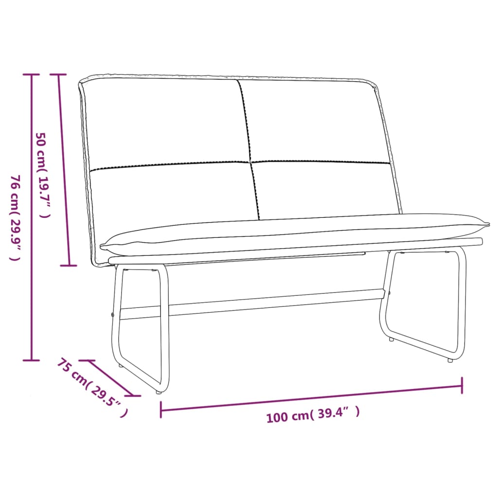 Bankje 100x75x76 cm kunstleer zwart