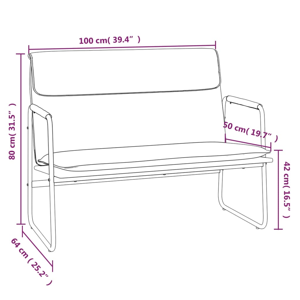 Bankje 100x64x80 cm kunstleer grijs