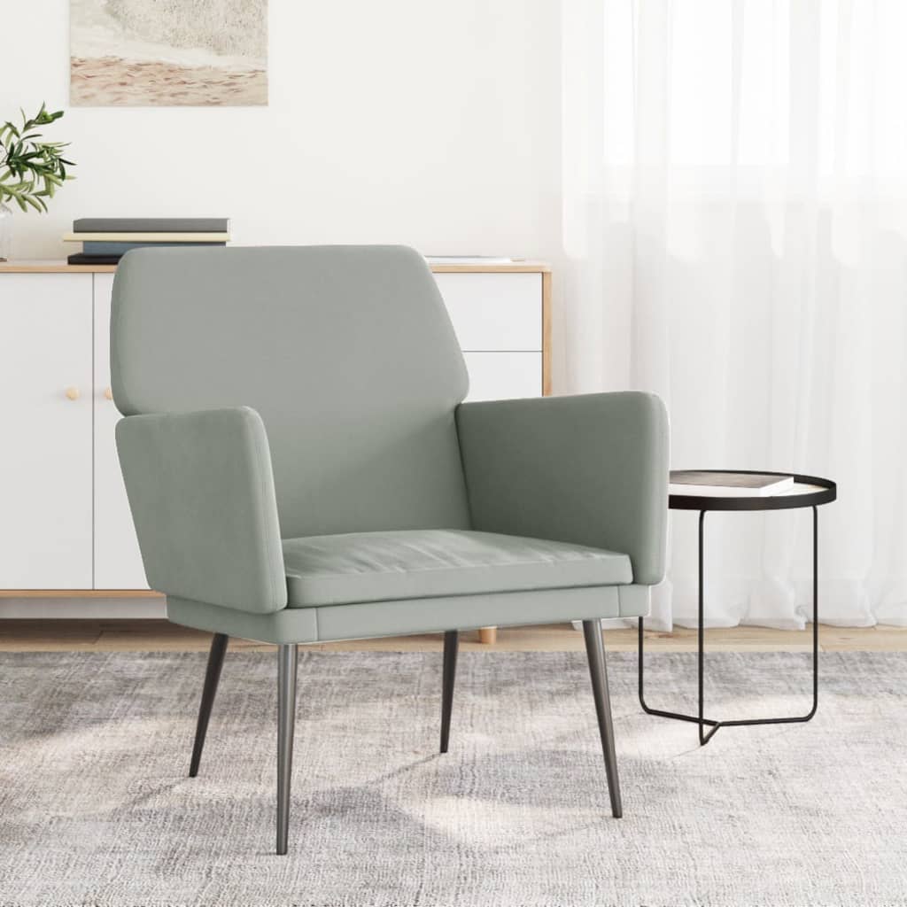 Fauteuil 62x79x79 cm fluweel lichtgrijs