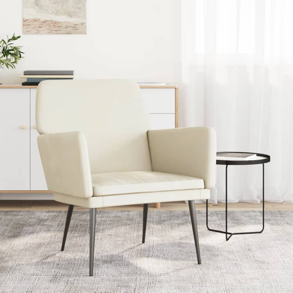 Fauteuil 62x79x79 cm fluweel crèmekleurig
