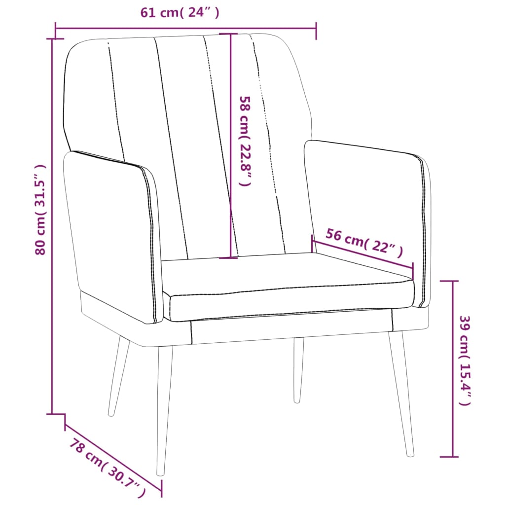 Fauteuil 61x78x80 cm kunstleer wijnrood