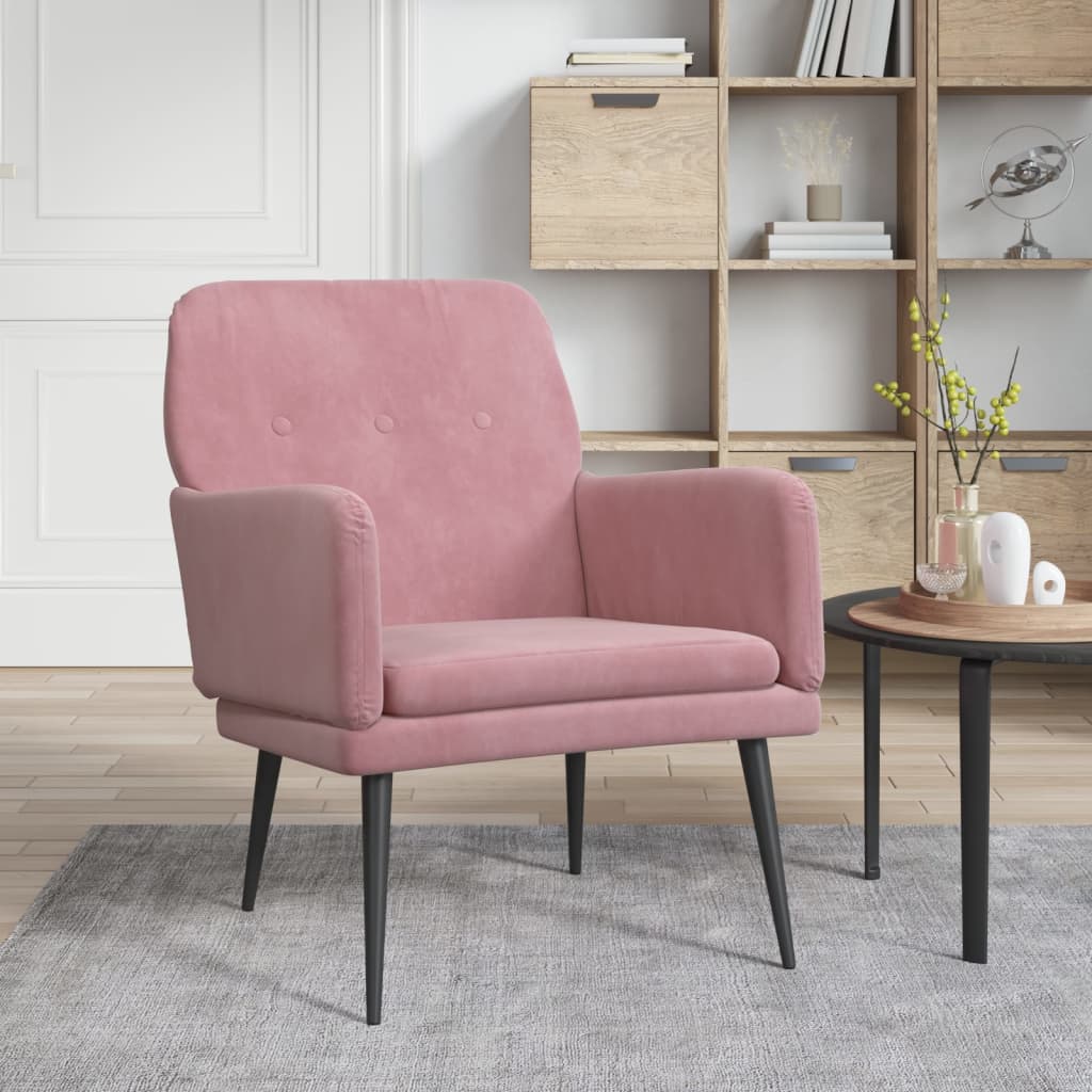 Fauteuil 62x79x79 cm fluweel roze