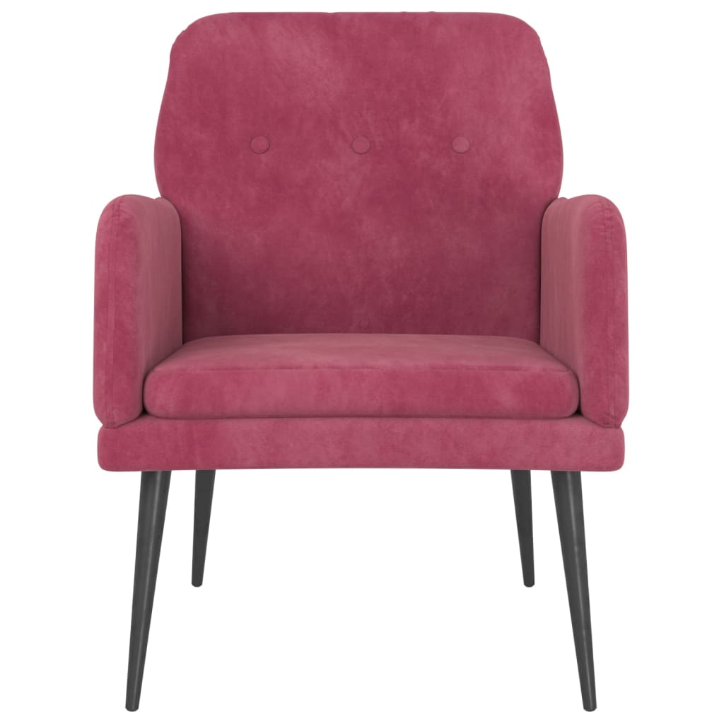 Fauteuil 62x79x79 cm fluweel wijnrood