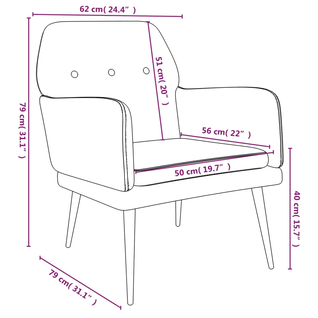 Fauteuil 62x79x79 cm fluweel geel