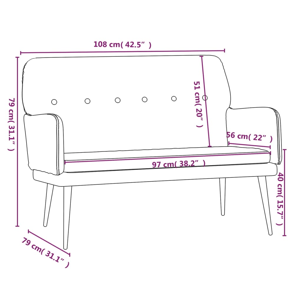 Bankje 108x79x79 cm fluweel wijnrood