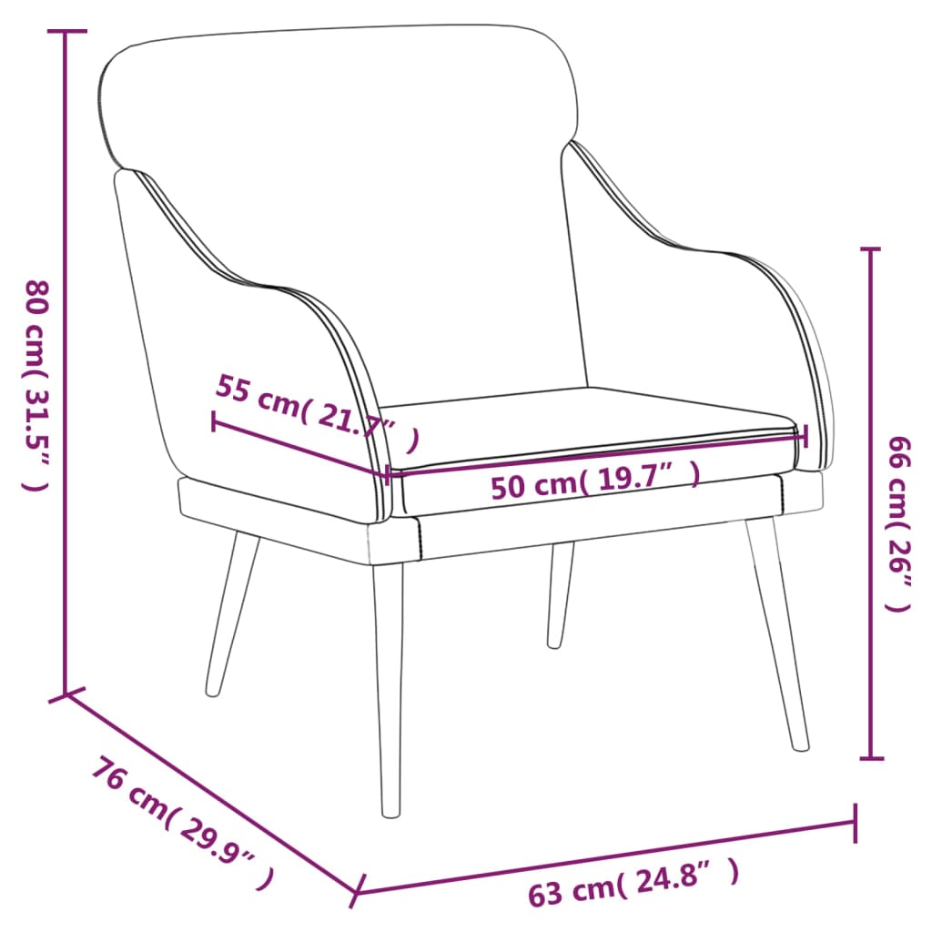 Fauteuil 63x76x80 cm kunstleer crèmekleurig