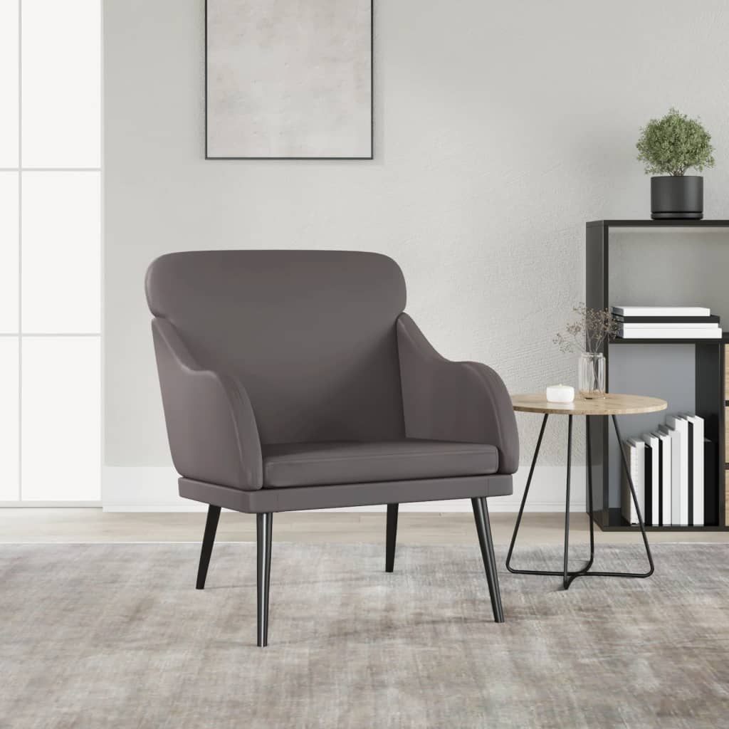 Fauteuil 63x76x80 cm kunstleer grijs