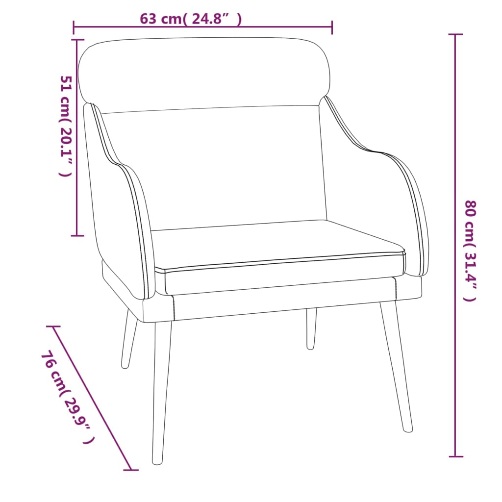 Fauteuil 63x76x80 cm fluweel geel