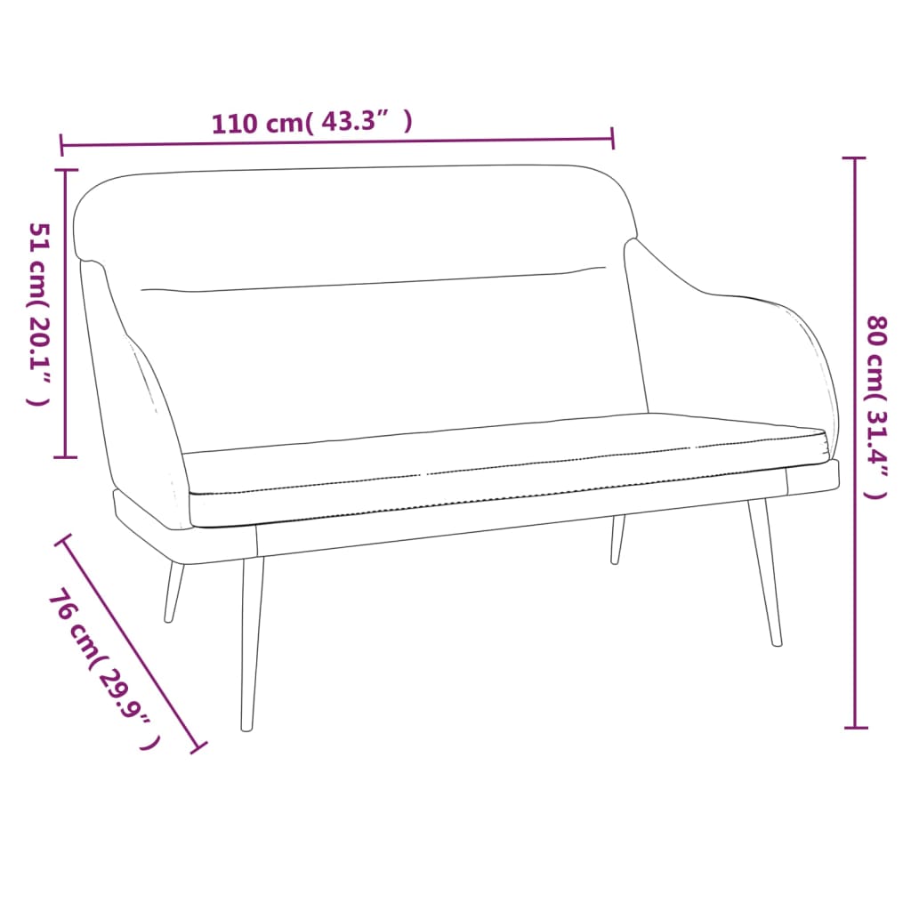 Bankje 110x76x80 cm fluweel roze