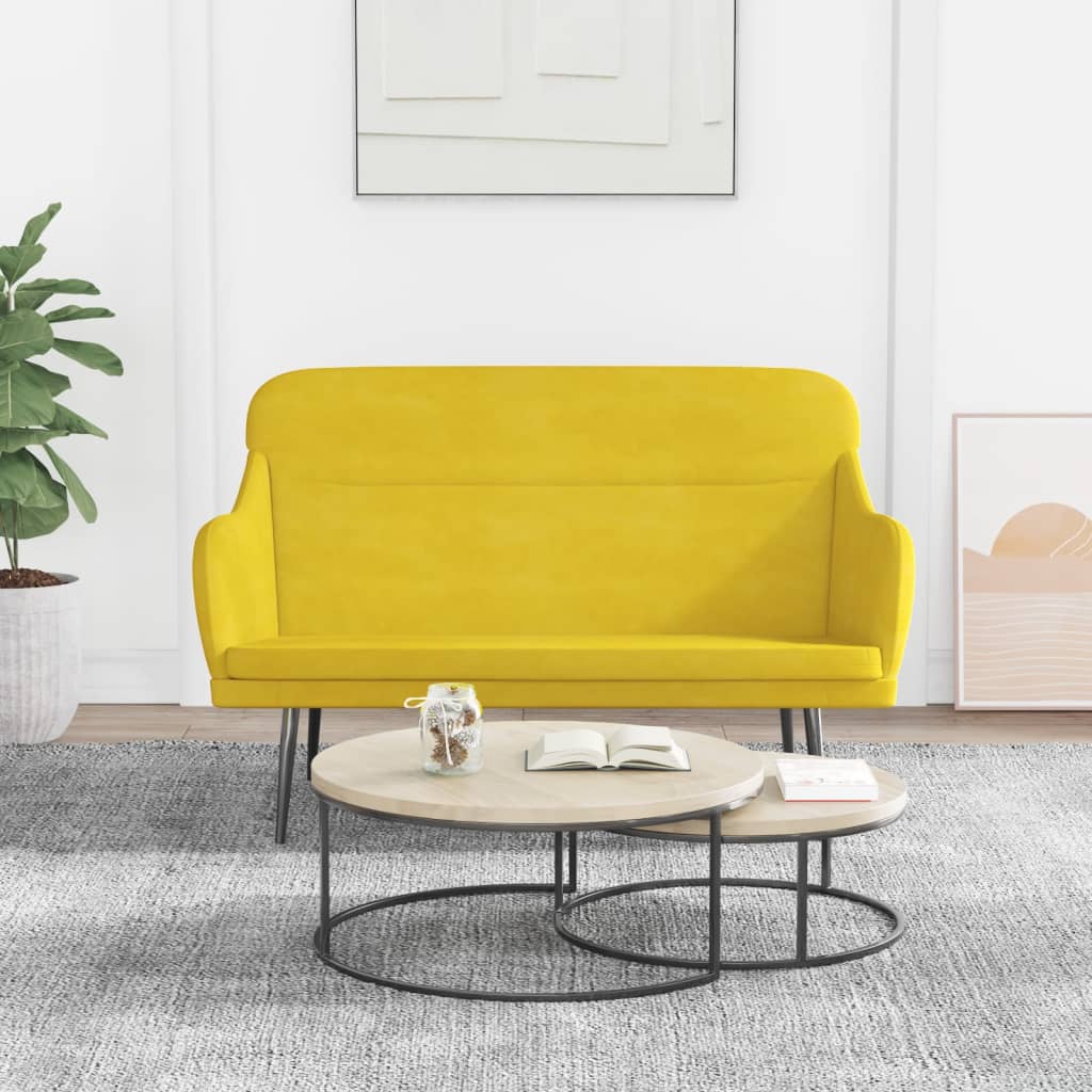 Bankje 110x76x80 cm fluweel geel