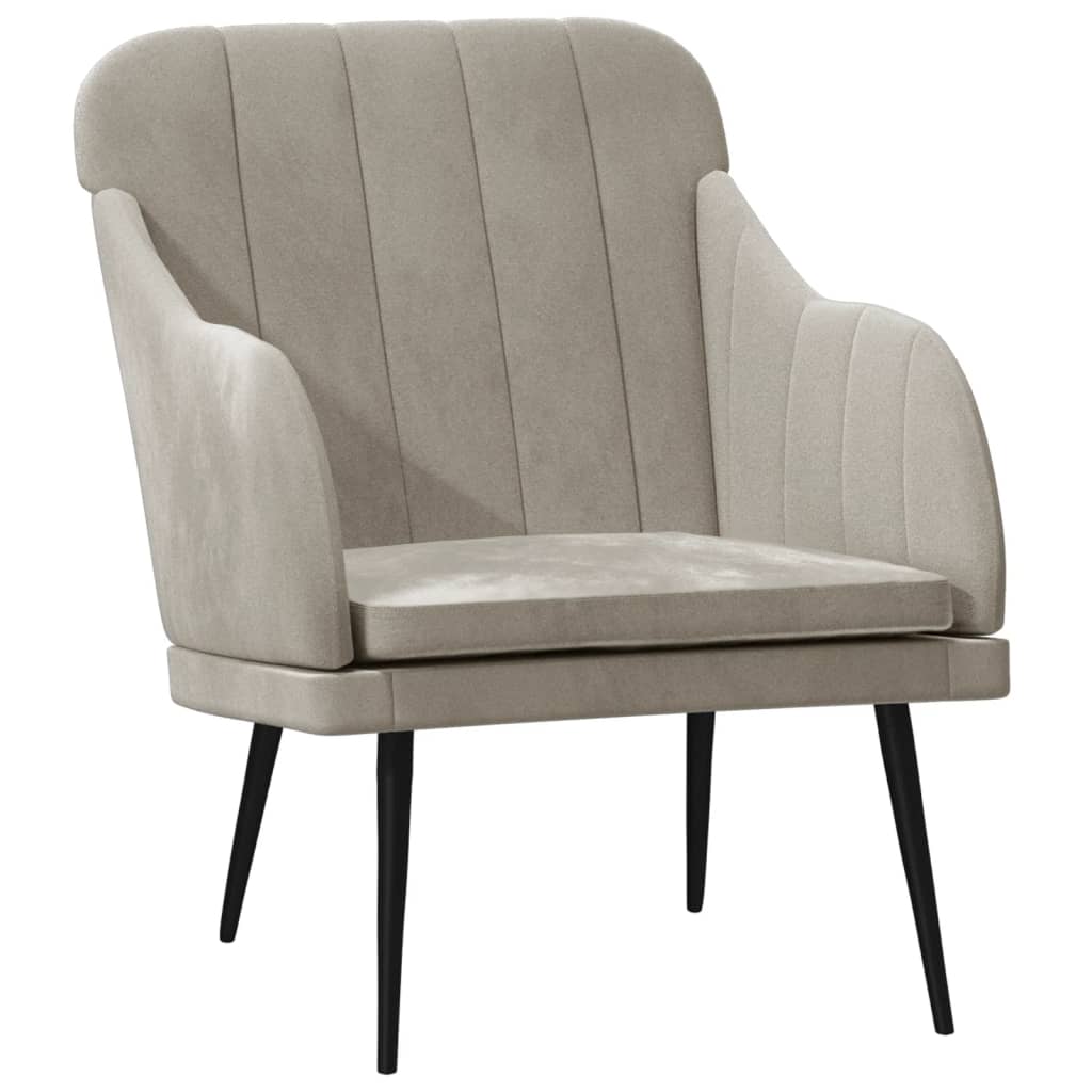 Fauteuil 63x76x80 cm fluweel lichtgrijs