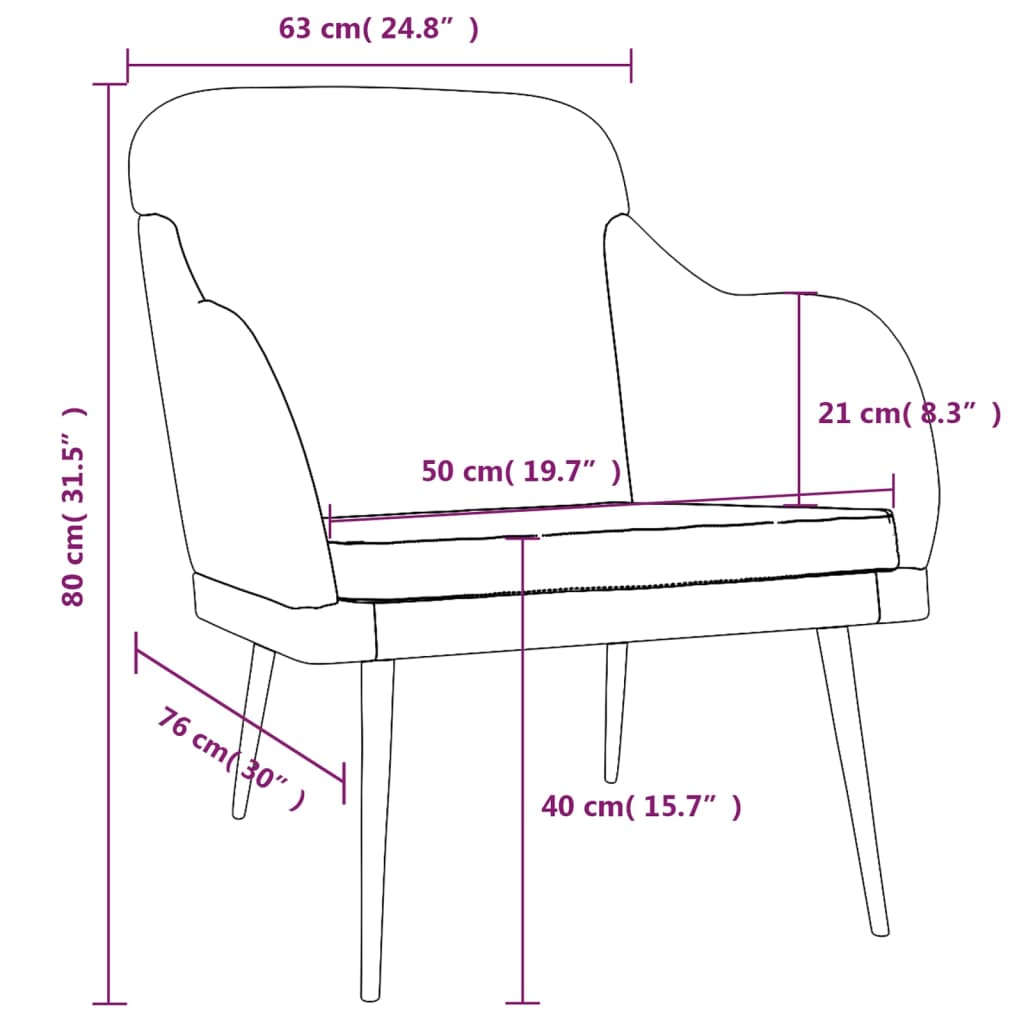 Fauteuil 63x76x80 cm fluweel roze