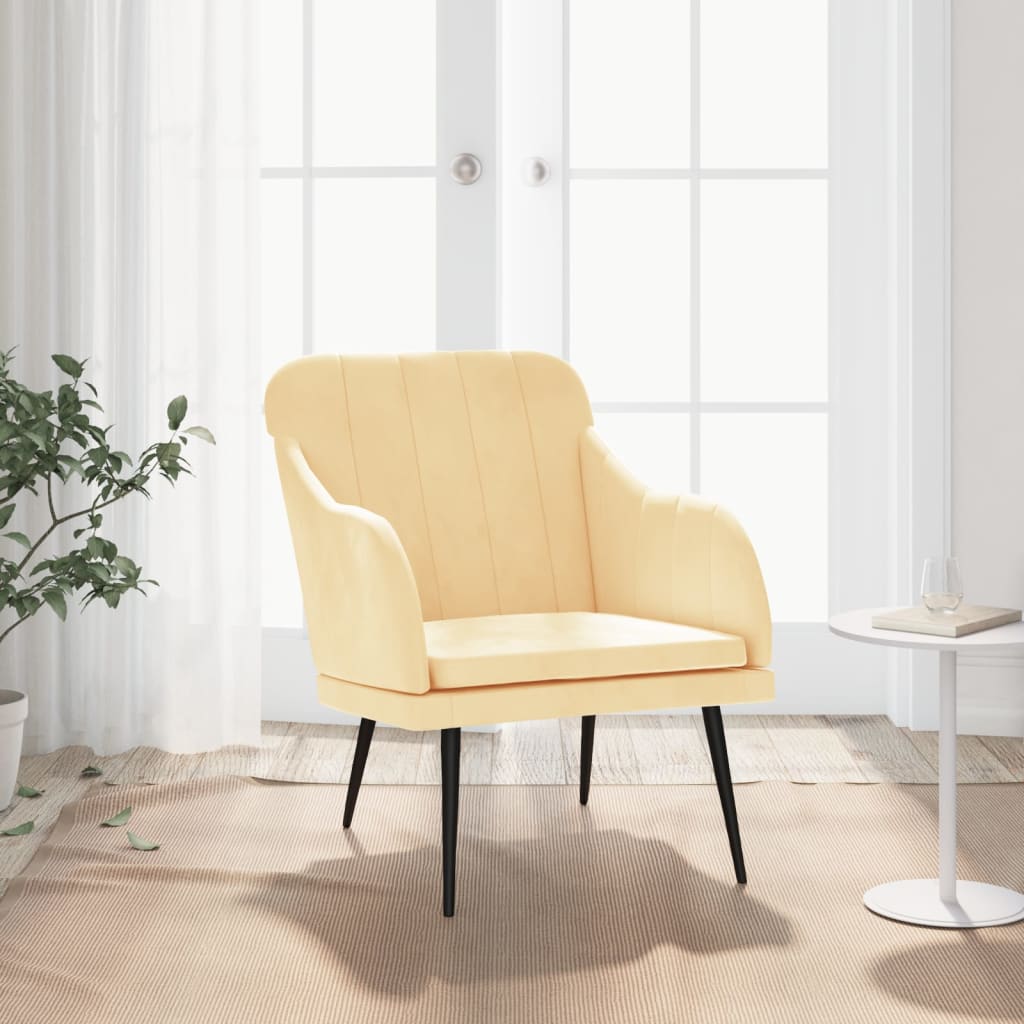 Fauteuil 63x76x80 cm fluweel crèmekleurig
