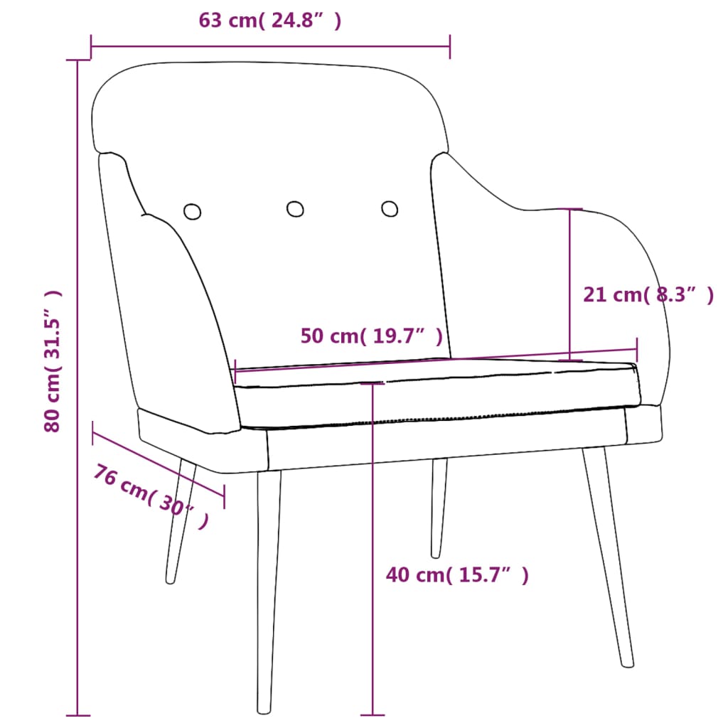Fauteuil 63x76x80 cm stof blauw