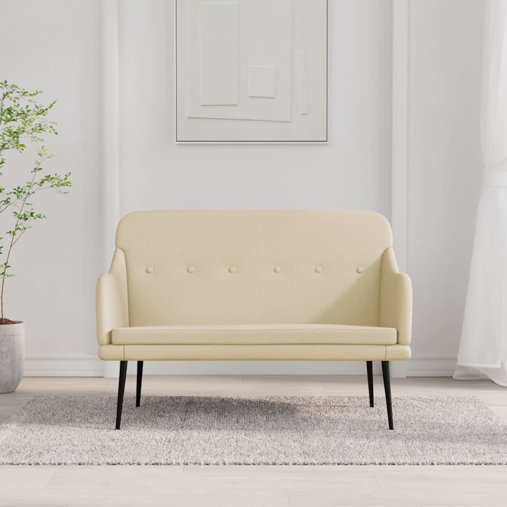 Bankje 110x76x80 cm stof crèmekleurig