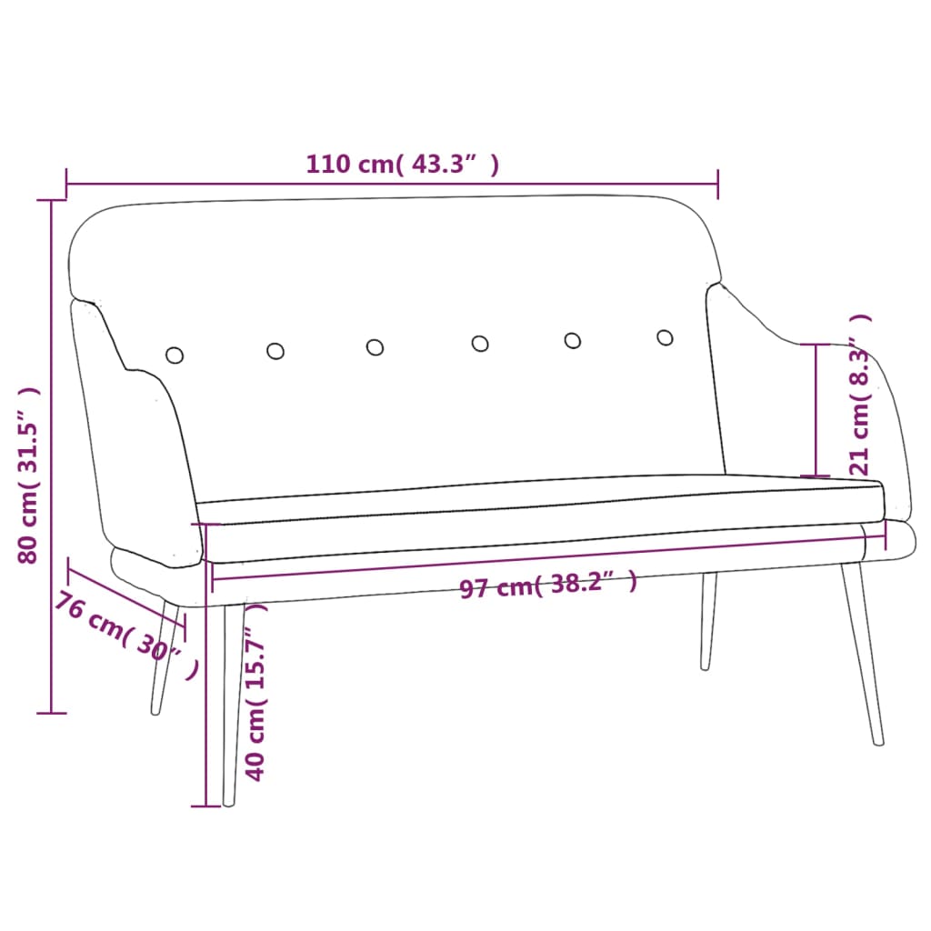 Bankje 110x76x80 cm stof blauw