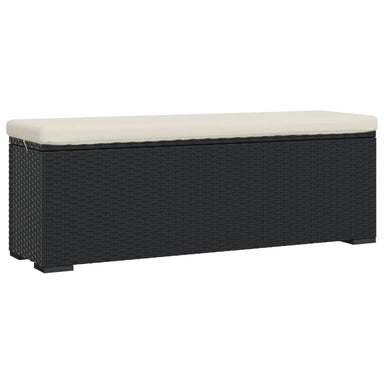 Voetenbankje Met Kussen 110X30X40 Cm Poly Rattan Zwart