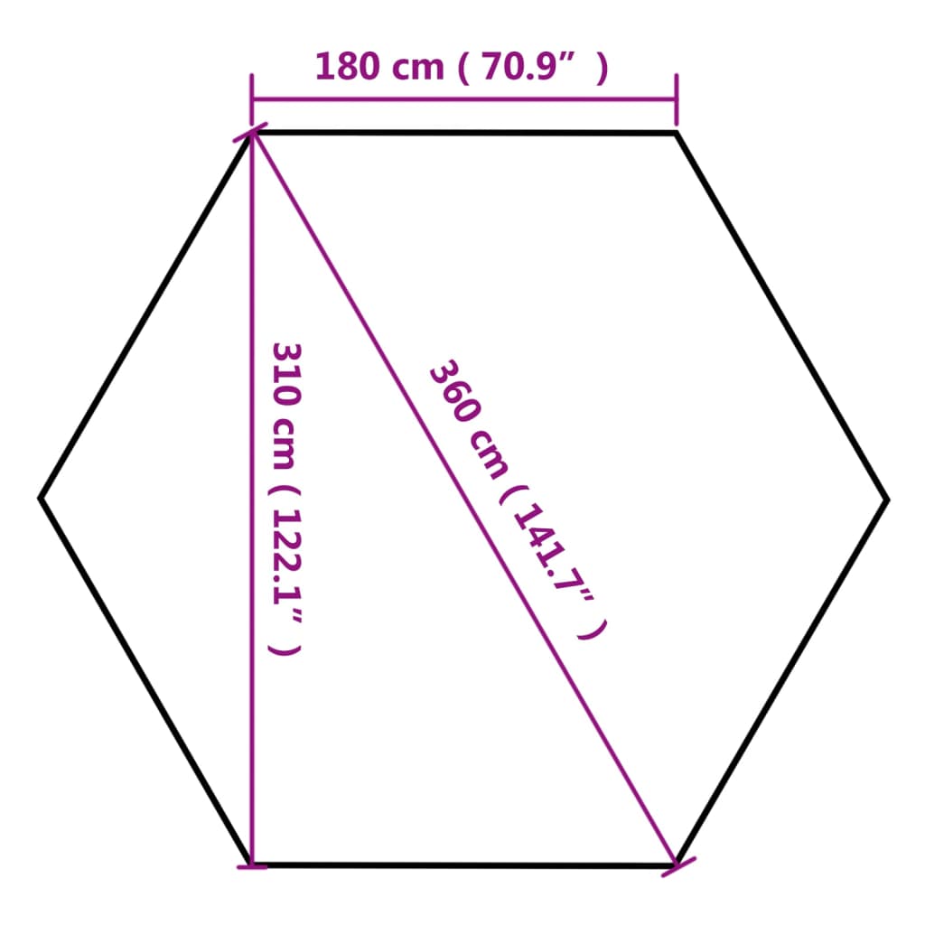Partytent met wanden zeshoekig 3,6x3,1 m taupe 220 g/m²