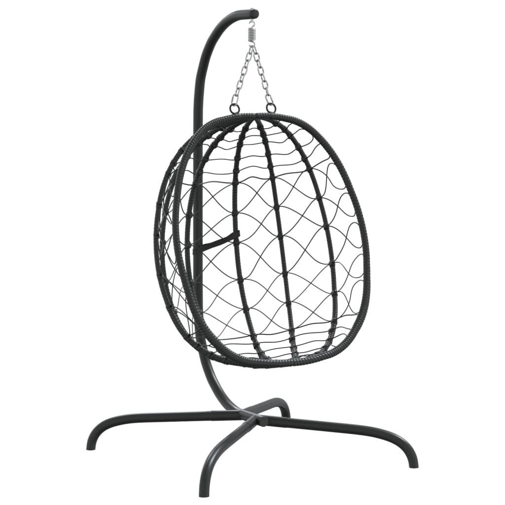 Hangende Ei-stoel met Kussen Antraciet Poly Rattan & Staal