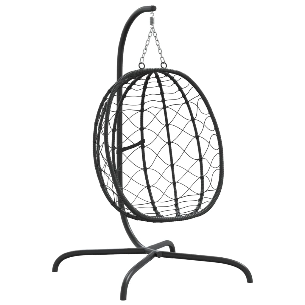 Hangende Ei-stoel met Kussen Crèmewit Poly Rattan & Staal