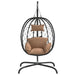 Hangende Eivormige Stoel met Kussen Taupe Poly Rattan & Staal