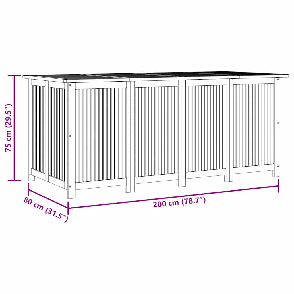 Tuinbox 200x80x75 cm massief acaciahout
