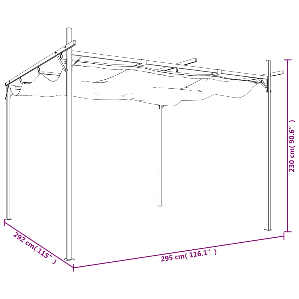 Pergola met uitschuifbaar dak 295x292x230 crèmekleurig