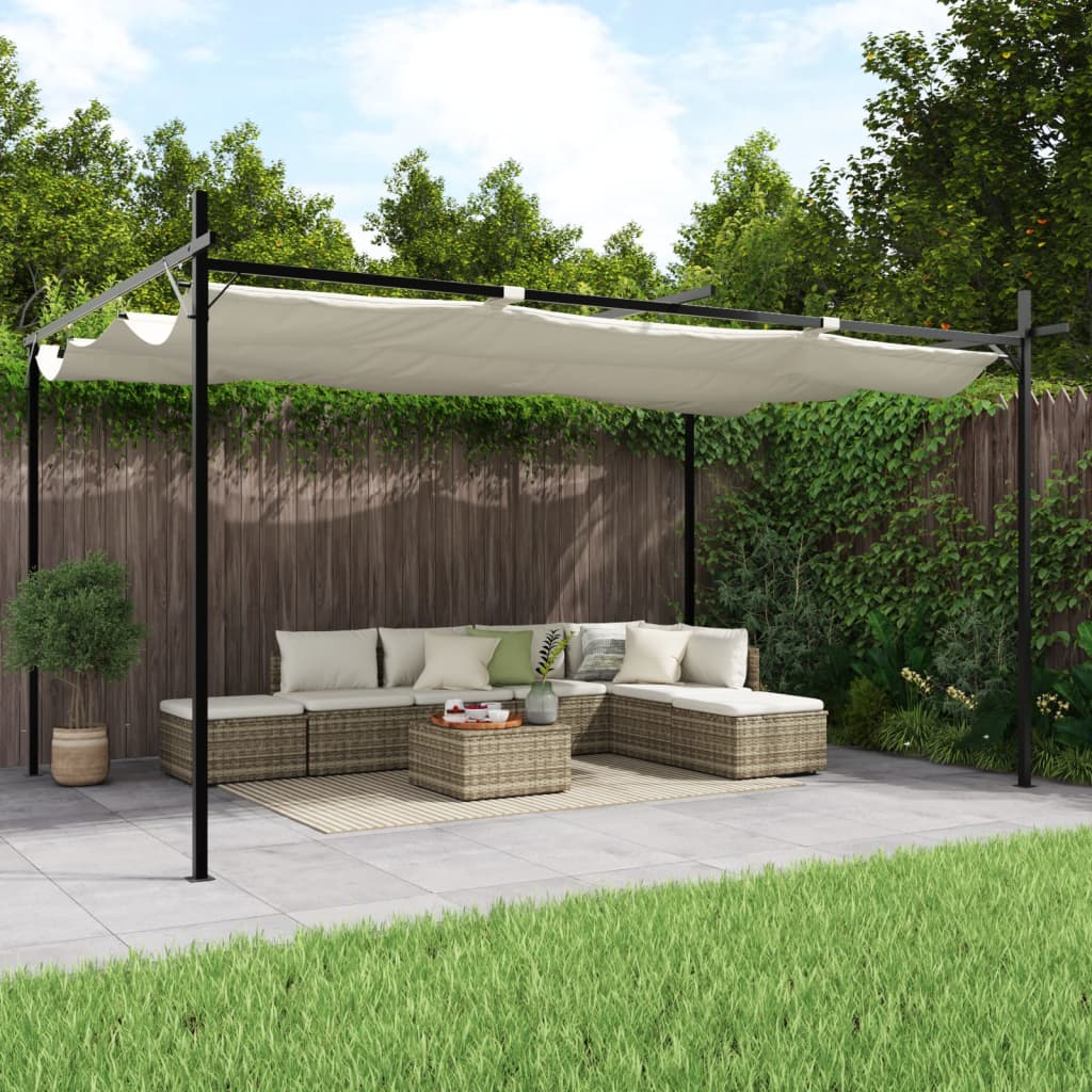 Pergola met uitschuifbaar dak 395x292x230 crèmekleurig