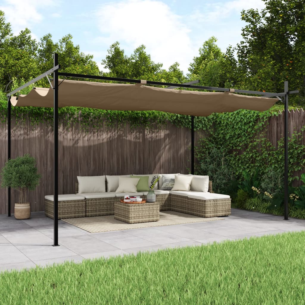 Pergola met uitschuifbaar dak 395x292x230 taupe
