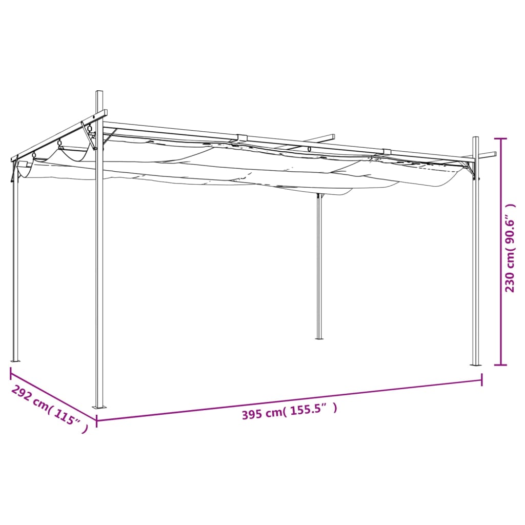 Pergola met uitschuifbaar dak 395x292x230 antracietkleurig