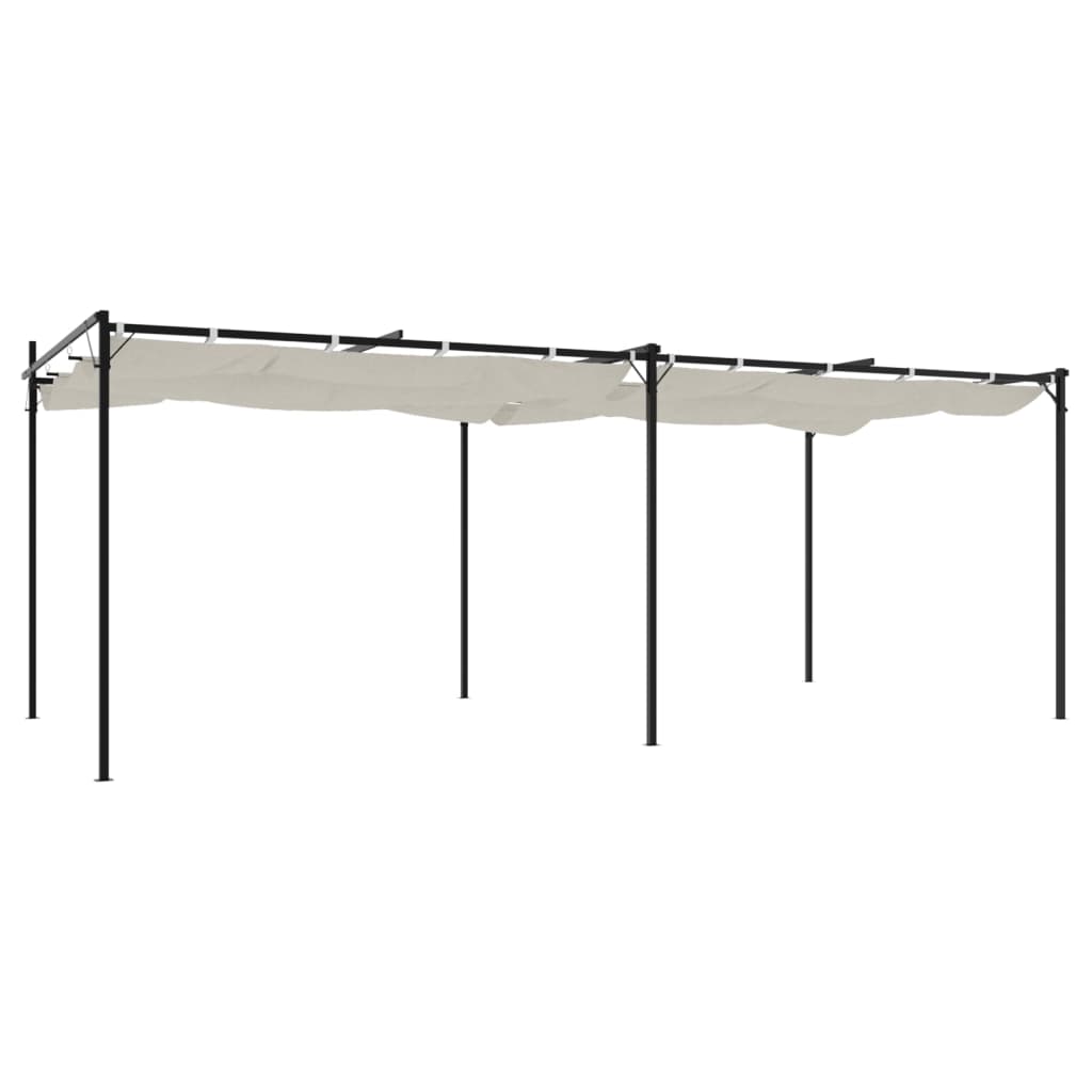 Pergola met uitschuifbaar dak 589x292x230 crèmekleurig