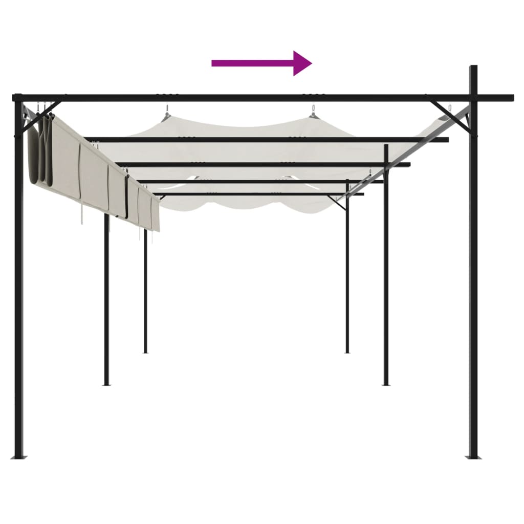 Pergola met uitschuifbaar dak 589x292x230 crèmekleurig