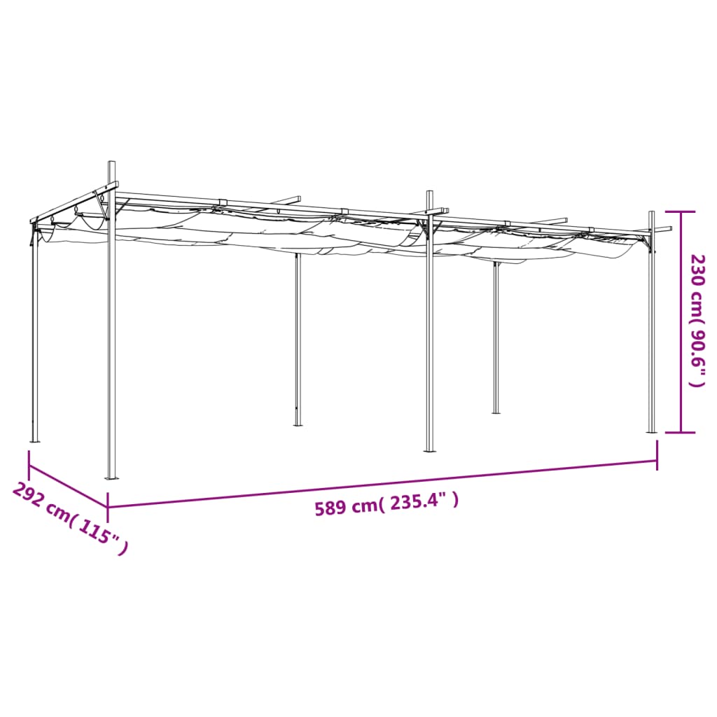 Pergola met uitschuifbaar dak 589x292x230 taupe