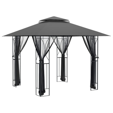 Prieel met zijwanden 300x300x270 cm staal antracietkleurig