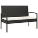 Tuinbank met kussen 105 cm poly rattan zwart