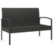 Tuinbank met kussen 105 cm poly rattan zwart