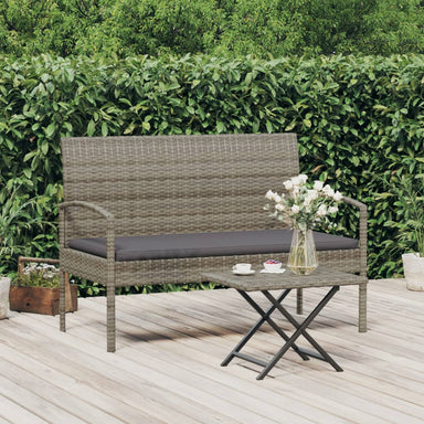 Tuinbank Met Kussen 105 Cm Poly Rattan Grijs