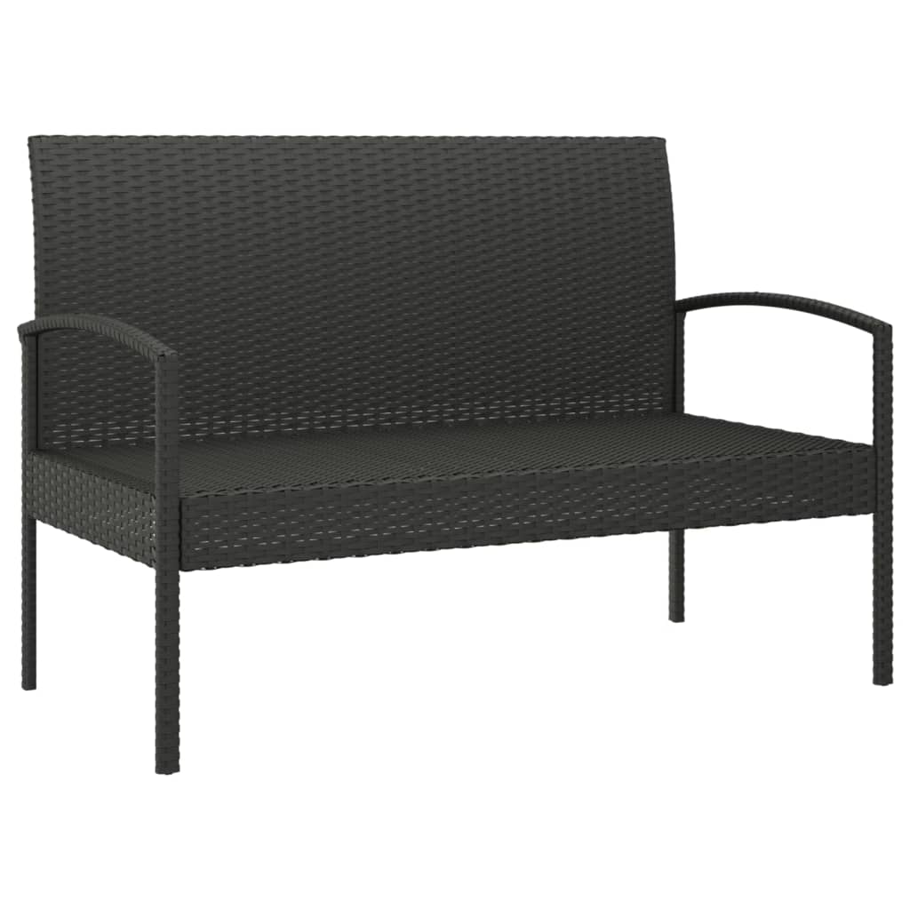 Tuinbank met kussen 105 cm poly rattan zwart