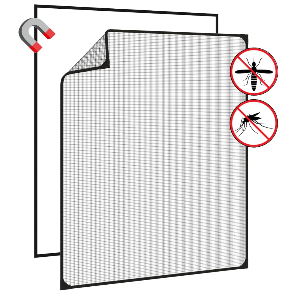 Insectenhor voor ramen magnetisch 100x120 cm antracietkleurig