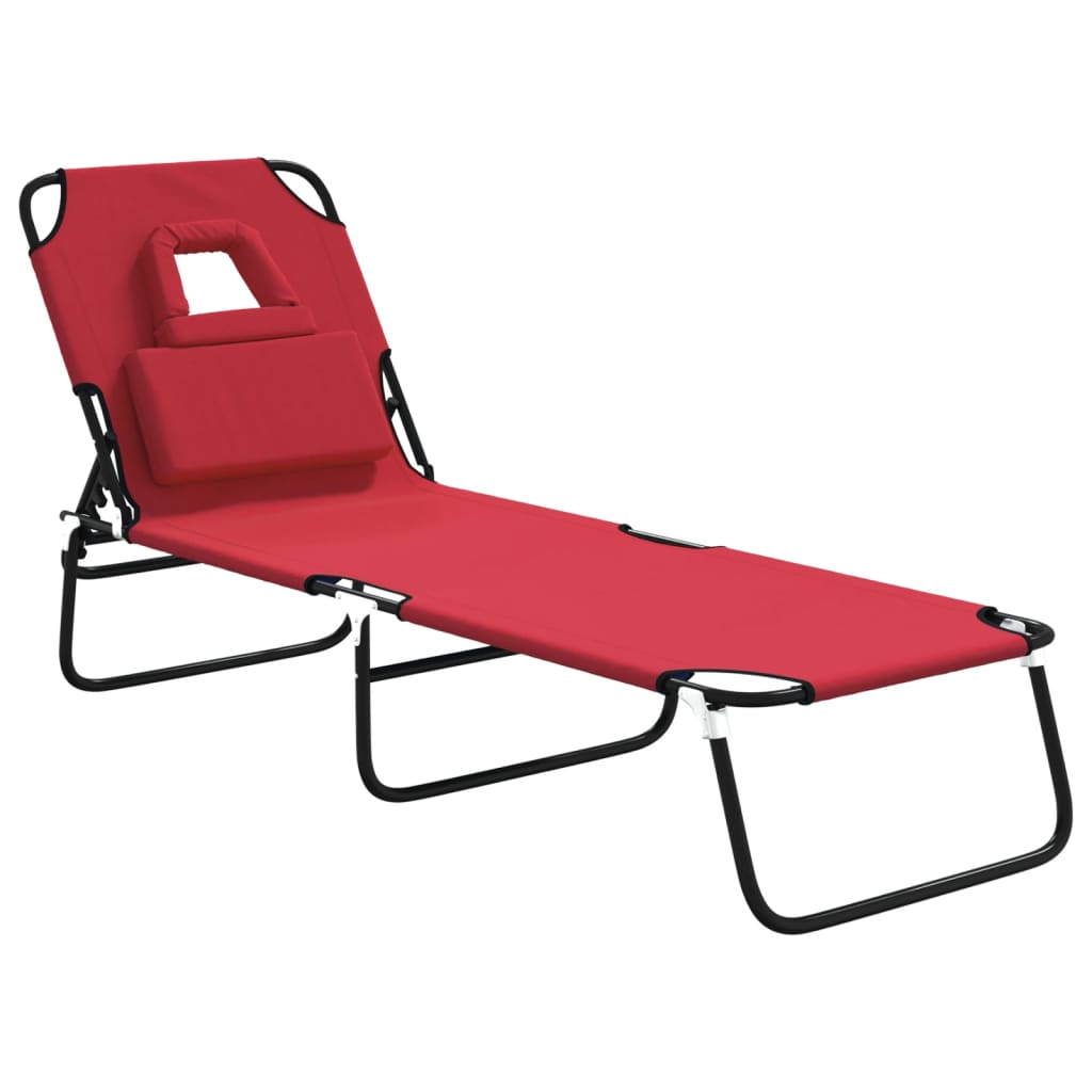 Ligbed inklapbaar oxford stof en gepoedercoat staal rood