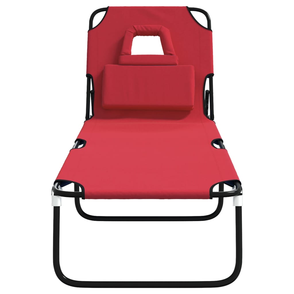 Ligbed inklapbaar oxford stof en gepoedercoat staal rood