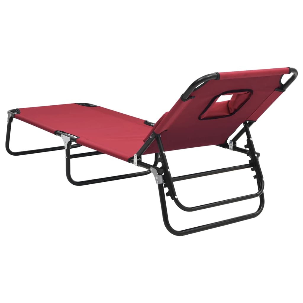 Ligbed inklapbaar oxford stof en gepoedercoat staal rood