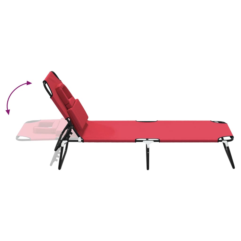 Ligbed inklapbaar oxford stof en gepoedercoat staal rood