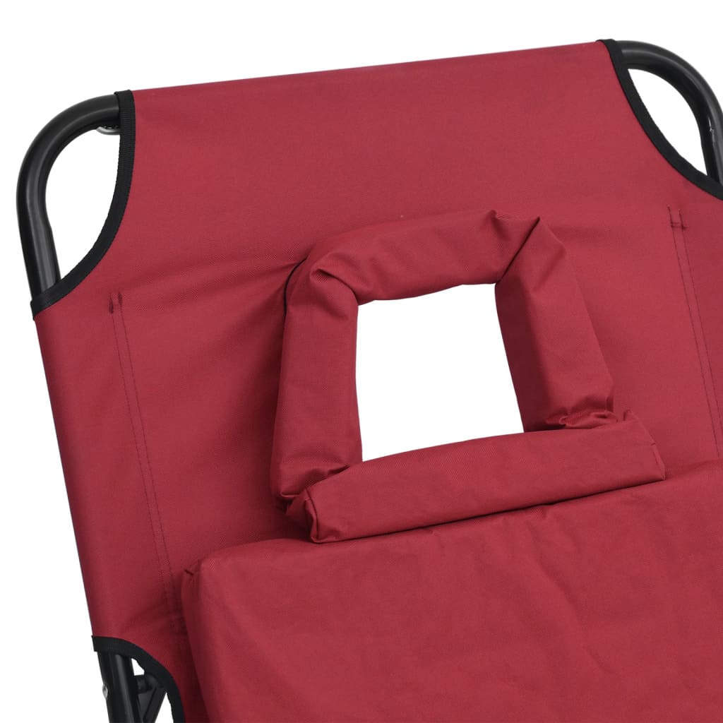 Ligbed inklapbaar oxford stof en gepoedercoat staal rood
