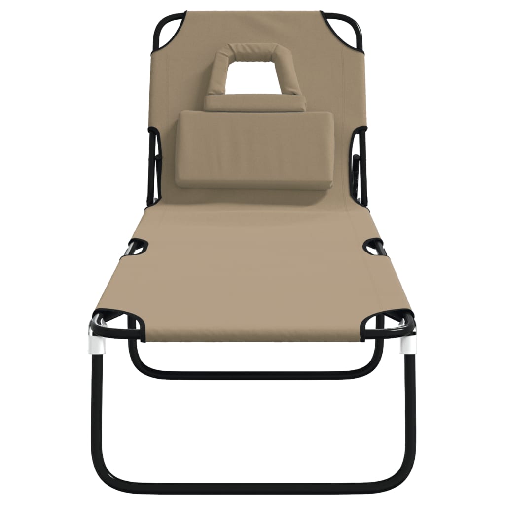 Ligbed inklapbaar oxford stof en gepoedercoat staal taupe