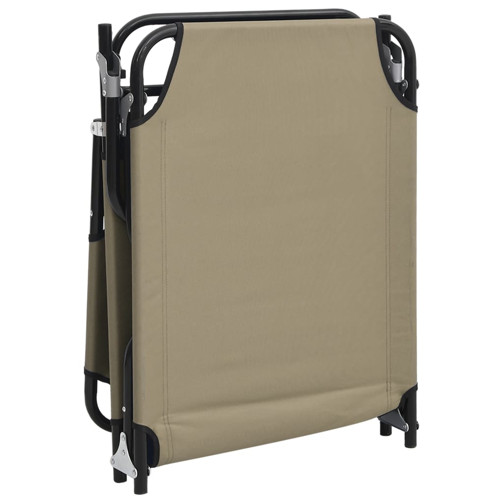 Ligbed inklapbaar oxford stof en gepoedercoat staal taupe