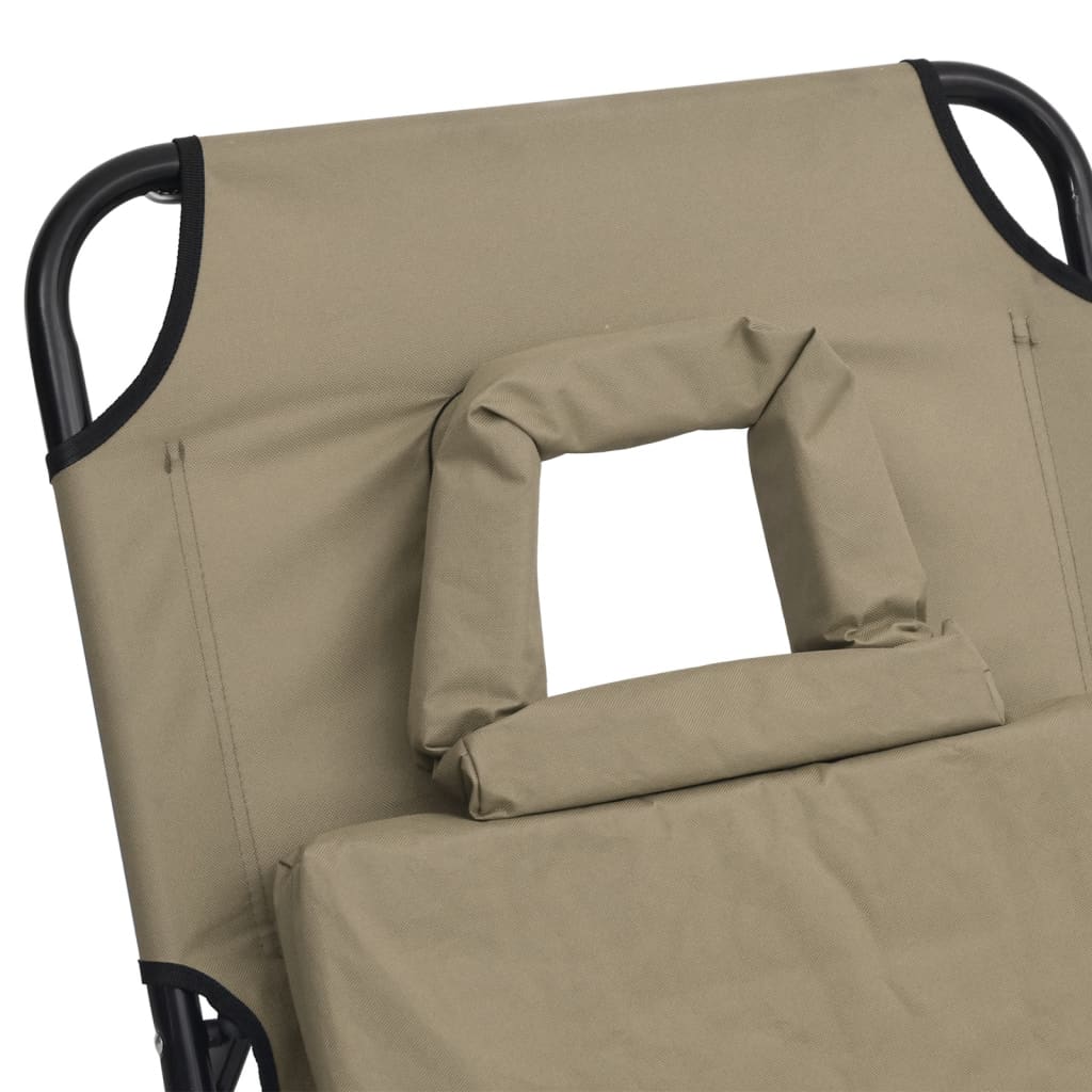 Ligbed inklapbaar oxford stof en gepoedercoat staal taupe