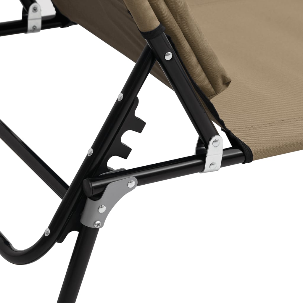 Ligbed inklapbaar oxford stof en gepoedercoat staal taupe