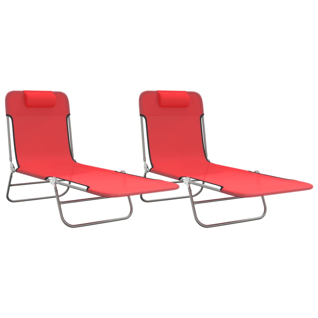 Ligbedden 2 st inklapbaar textileen en staal rood